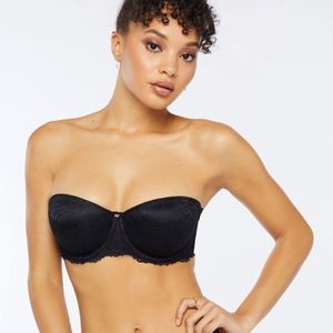 NWT Black Lace Strapless Savage x Fenty Bra 34B